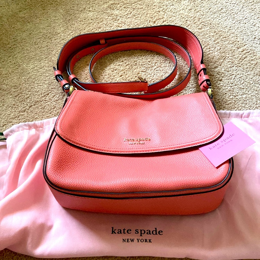 Kate Spade Hudson Crossbody Garden Rose Pebbled Leather Shoulder - New